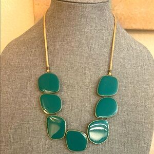 Vintage 90s LIA SOPHIA Teal Green Enamel Statement Necklace